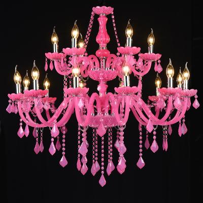 China Romantic Modern Pink Bedroom Stained Coffee Chandeliers Princess Girls Decoration Stain Glass Pendant Lamps and Pendant Lights for sale