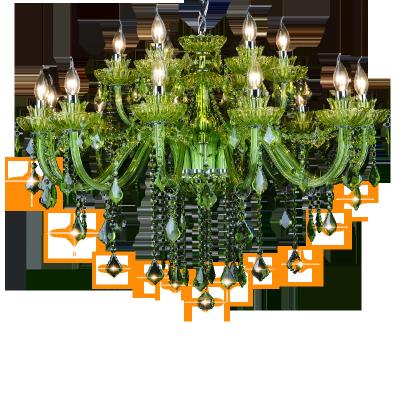 Κίνα EUROPEAN Modern Led Crystal Glass Chandelier Teto Green Color Chandelier De Chandelier Lighting Fixtures Bedroom Green Kitchen Chandelier προς πώληση