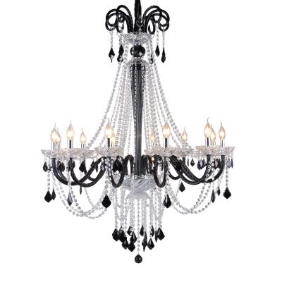 Κίνα Modern European Style Black Long Spiral Staircase Chandelier Retro Candle Light KTV Club Ceiling Decoration Lamps προς πώληση