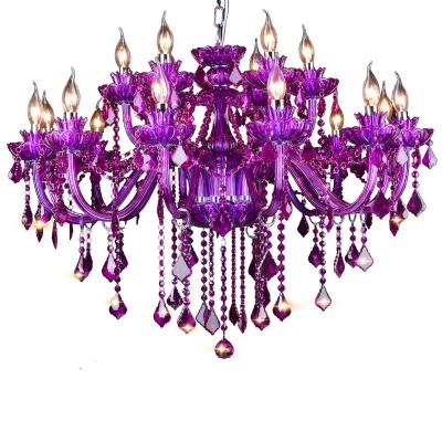 China Modern Simple Crystal Purple Wedding Home Lamp Living Room Lighting Romantic Beauty Chandelier Hotel Atmosphere Lamp for sale