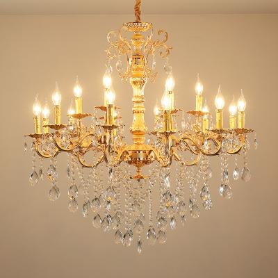 China Modern Luxury Decorative Crystal Hall Pendant Lamp Home Retro Chandelier Lighting Dining Room Banquet Decorative Lighting for sale