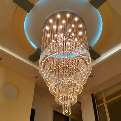 China European Modern Round Crystal Hotel Lobby Large Staircase Lobby Villa Living Room Chandelier Chandelier à venda