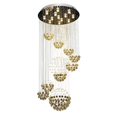 Κίνα Modern Creative Multi-ball Crystal Chandelier Simple Hotel Engineering Long Duplex Light Spiral Staircase Living Room Chandelier προς πώληση