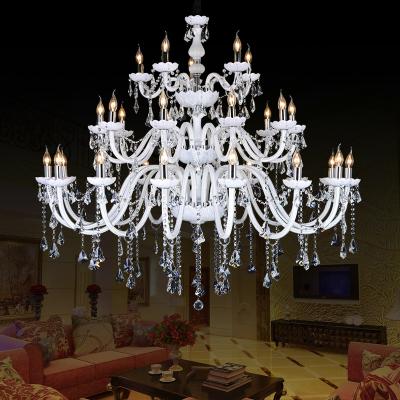 China Contemporary Luxury Crystal Chandelier White Glass Crystals To Large Home Decoration Project Crystal Chandeliers For Hotel Pendant Lamp à venda