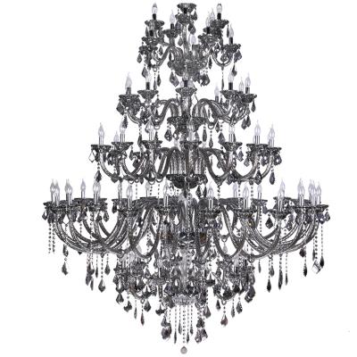 China Household Modern Luxury Large Glass Gray Crystal Chandelier Gray Chandelier Living Room Hotel Lobby Crystal Pendant Lamp à venda