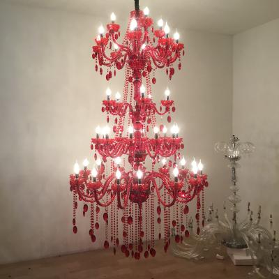 China Modern Decoration Post Modern Red Candle Indoor Lighting Crystal Chandelier For Hotel Lobby Romantic Pendant Lamp Decoration Lighting For Banquet Hall à venda