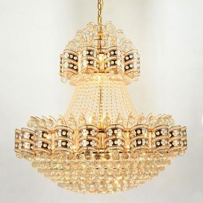 China Traditional Modern Luxury Gold Crystal Customizable Cavity Villa K9 Modern Decoration Chandelier Interior Lighting Chandelier Pendant Lamp en venta