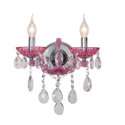 China Maria Theresa's Modern Pink Luxury Hanging Corridor Crystal Aisle Lamp Bedside Bedroom Lamp Decorative K9 Wall Lamp en venta