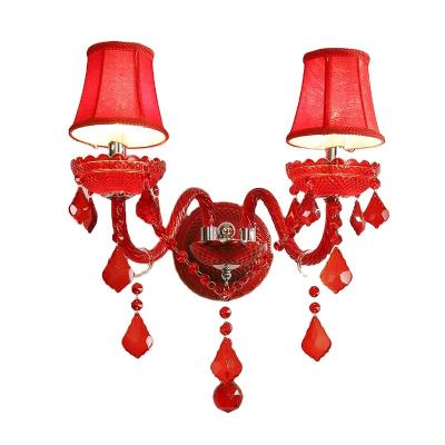 China Ignition Works Modern Red Candle Crystal Wall Lamp Factory Wholesale For Family Living Room Study Decoration Wall Lights for sale