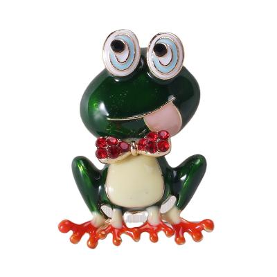 China ZJ1667 ALLOY Cartoon New Creative Alloy Collar Pin Green Animal Oil Dripping Funny Frog Personalized Brooch Pin for sale