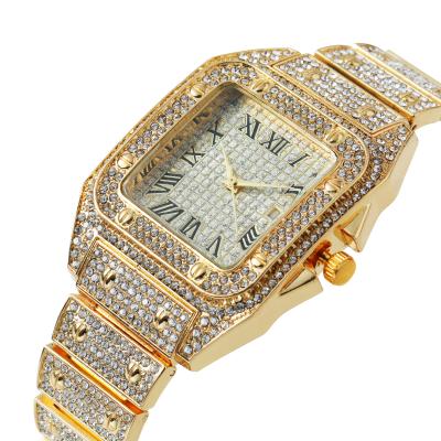 China Day/date luxury high-grade gold star studded square hip-hop men's watch fashion quartz watch sb06 for sale