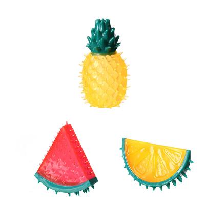 China 2022 Viable New Fruit Toy Voice Pet Toy Pineapple Watermelon Dog Lemon Chew Gum Toy for sale