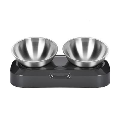 China 2022 New Viable Style Double Pet Bowl Cat Ear Bowl PP+SUS304 Stainless Steel Dog Rice Bowl for sale