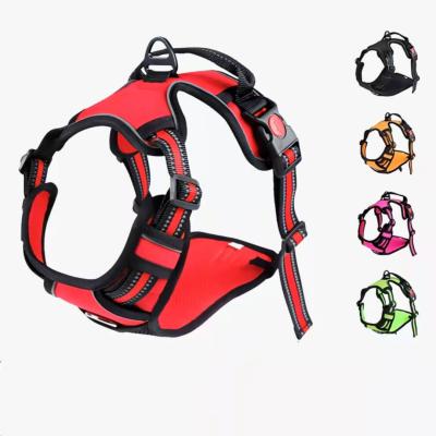 China Reflective Dog Leash Chest Tie Back Explosion Proof Red Vest Dog Leash Reflective Pet Chest for sale