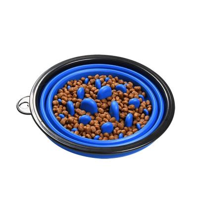 China New Durable Folding Outdoor Portable Pet Food Bowl Slow Clog Proof Pet Dog Bowl Utensils for sale