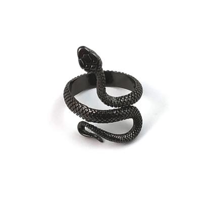 China Fashion Retro Snake Shape Ring Fashion Gothic Black Ladies Fashion Open Adjustable Ring for sale