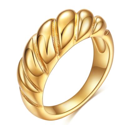 China New FASHIONABLE gold plated titanium steel twisted ring bag ring 18k gold engagement ring gift jewelry wedding for sale