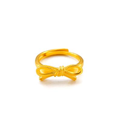 China FASHIONABLE simple ring small bow knot ring temperament copper gold plated fresh adjustable ring for sale