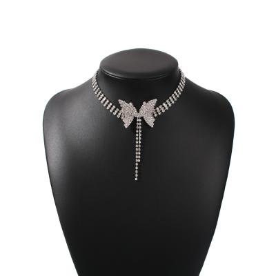 China FASHIONABLE 2021 new fashion temperament full diamond butterflies super fairy short necklace for sale