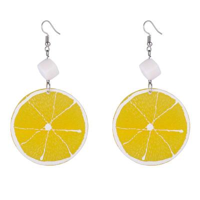 China Environmentally Friendly Personality Frosted Women's Fun Small Fresh Fruit Earrings Lemon Slice Acrylic Earrings for sale