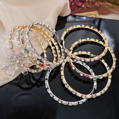 China New FASHIONABLE Exaggerated Large 80mm Circle Hoop Earrings For Women Full Diamond Crystal Earrings Jewelry for sale