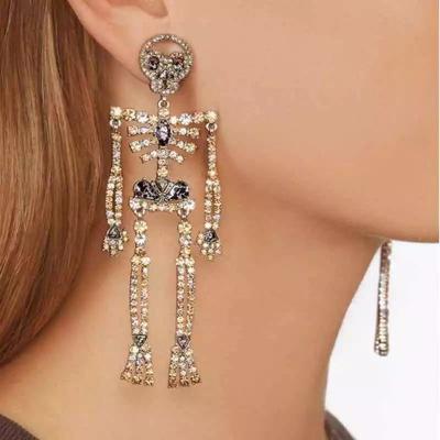 China Vintage Fashion Skeleton Earrings Combine Long Diamond Earrings Women's Personality Exaggerated Earrings for sale