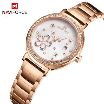 China New NAVIFORCE Women's Day/Date 5016 Student Waterproof Quartz Watch Steel Band Watch for sale