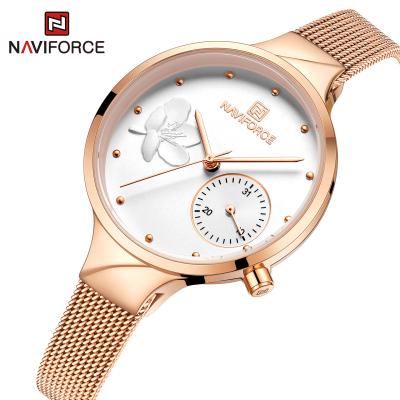 China Naviforce 5001s Day/Date Mesh Sliver Women's Watch Fashion Quartz Watch Waterproof Women's Watch for sale