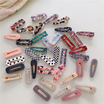 China Fashion Shape Women's Acetate Cutout Water Drop Sequin Hair Clip Makeup Clip Cute Hair Accessories for sale