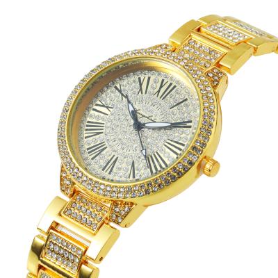 China New Universal Luxury Diamond Inlaid Rome Scale Watch Steel Band Men's and Women's Hip Hop Sky Star Day/Date Full Diamond Inlaid Quartz Watch for sale