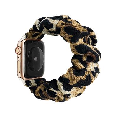 China Fabric the new popular leopard large intestine ring watch with apple Iwatch can be used as a textile trend printing wristband for sale