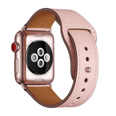 China Hot Selling Leather Wrist Band 38 40 42 44 Millimeter Genuine Leather Luxury Watch Band For Apple iWatch Watch Band for sale