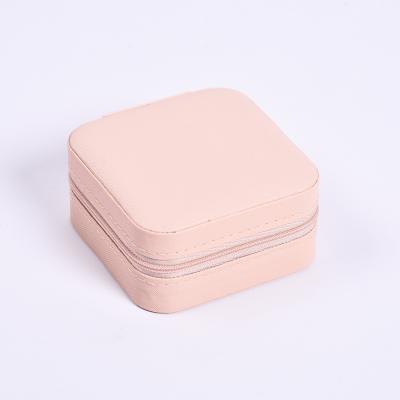 China Modern Stylish Logo Small Travel Jewelry Box Zipper Closure Earrings Jewelry Storage Box Travel Jewelry Storage Box for sale