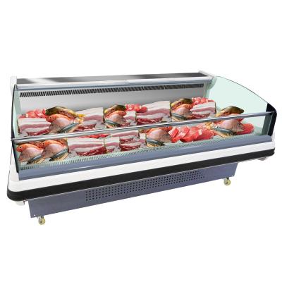 China Single-temperature Supermarket Fresh Meat Refrigerator Glass Door Showcase Display Refrigerating Upright Freezer For Butcher for sale