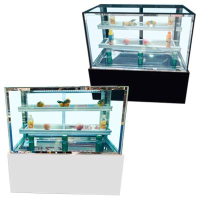 China Commercial Double-temperature Double Curve Glass Air Cooled Cake Display Refrigerator Display Cabinet for sale