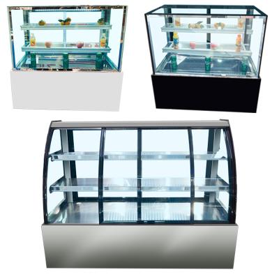 China Double-temperature supermarket cake display cabinet arc cake cabinet dessert store commercial cake storage cabinet for sale