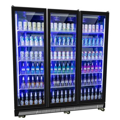 China Single-temperature beverage beer refrigerator3 door vertical commercia double door supermarket freezer display refrigerator for sale