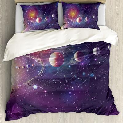 China Anti-Static Wholesale Bed Sheets Canada The Milky Way With Planets Gradient Seamless Pink/Purple Pattern Comforter Sets Bedding Sets Duvet Cover for sale