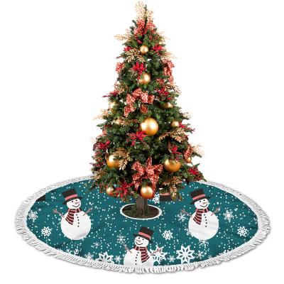 China Dot Christmas Decoration Tree Skirt Christmas Home Decor Seamless Blue Green Christmas Snowman Snowman Style Christamas Home Decoration With Strap Easy To Install for sale