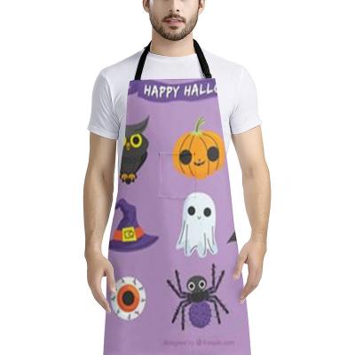 China Drink/Food Halloween Gothic Monsters Personalized Apron Kitchen Cooking Waterdrop Server Hostess Apron For Holidays Heavy Duty Grill Aprons for sale