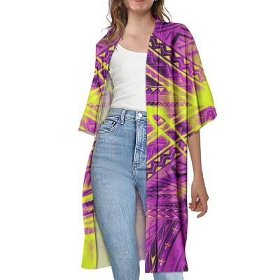 China OEM 2022 anti-shrink plus size women's plus size women's long dress style polynesian tongan traditional tribal custom cardigan kimono for sale