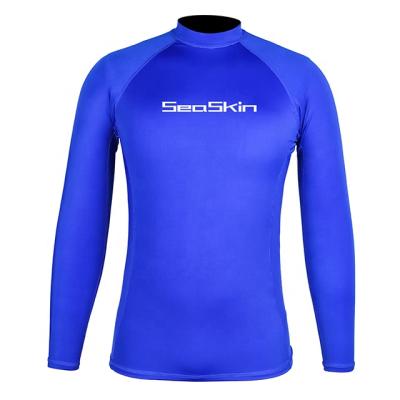 China Customized Seaskin Polyester Long Sleeve Rashguard Mens Long Sleeve Rash Guard for sale