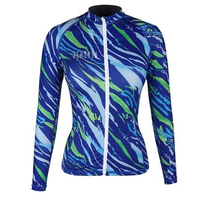 China Long Sleeve Seaskin STOCK ON SALES Womens Long Sleeve Front Zip Rash Guard for sale