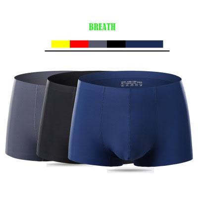 China New Wholesale Breathable Plus Size Ice Silk Seamless Underwear Solid Color Men's Boxer Briefs for sale