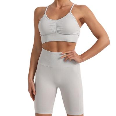 China Amazon Breathable Selling Yoga Wear Women Seamless Bra Shorts Suit Camisole Sports Bra Yoga Sets for sale