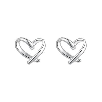 China Hits E3099 Nickel Free For Amazon Jewelry 925 Silver Plated Love Mini Rose Gold Heart Shaped Hollow Earrings for sale