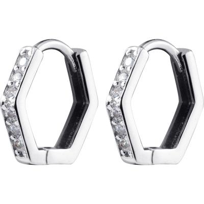 China New Arrivals E9210 Nickel Free Fine Jewelry 925 Silver Female Hexagon Japanese Geometric Short Ear Ring Ear Buckle Drill for sale