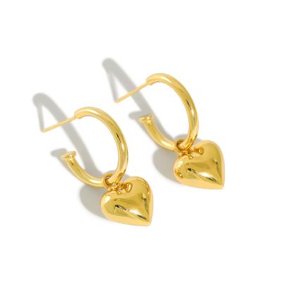 China YH396 Christian Gifts Pure Silver Simple Temperament Nickel-free Heart-shaped Pendants Female Soft Student Earrings for sale