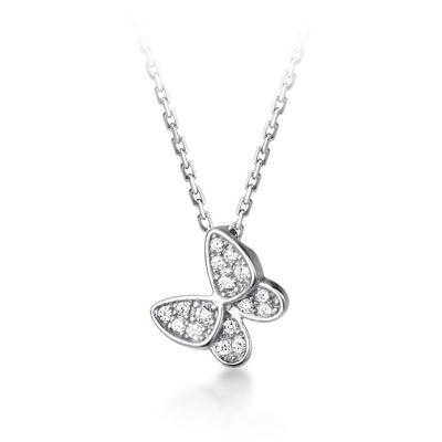 China Luxury Butterfly Jewelry D7035 Nickel Free Sterling Silver 925 Small Silver Diamond Necklace Clavicle Chain Summer Christmas for sale