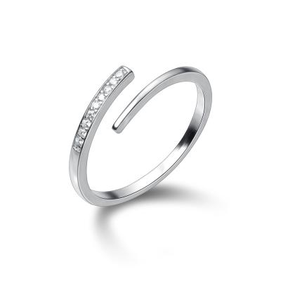 China J3616 Nickel Free Style Joyeria 925 Diamond Ring With One Word And Silver Micro Opening Ring for sale